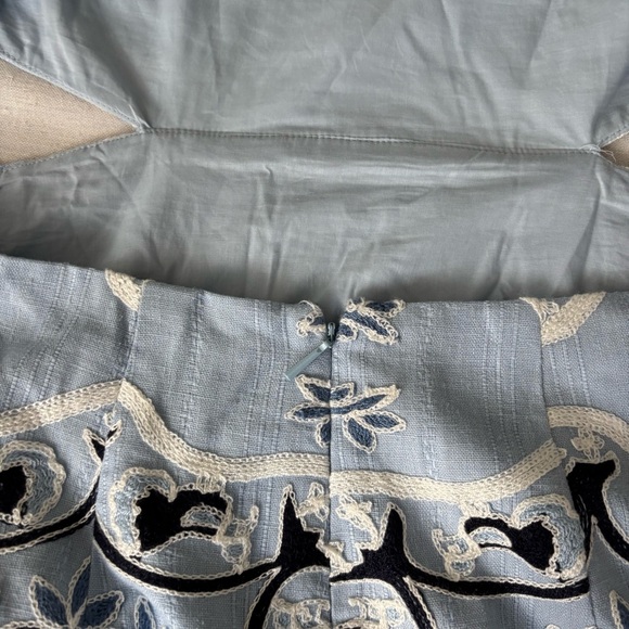 Mango Embroidered Halter Linen Blend Cutout Mini Dress Blue 6 - Picture 11 of 11